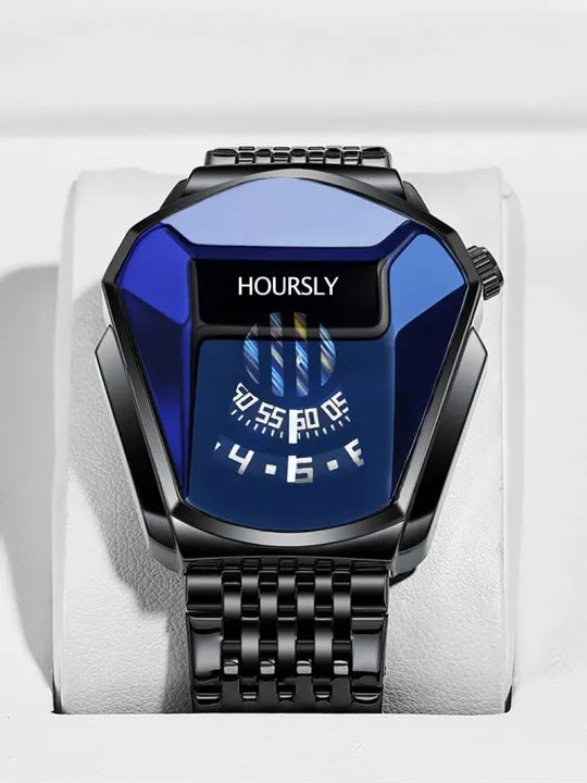 Minimalist, Quartz Watch with Snake Head Design - Stainless Steel Mesh Band, Digital Display, Party-Ready for Men