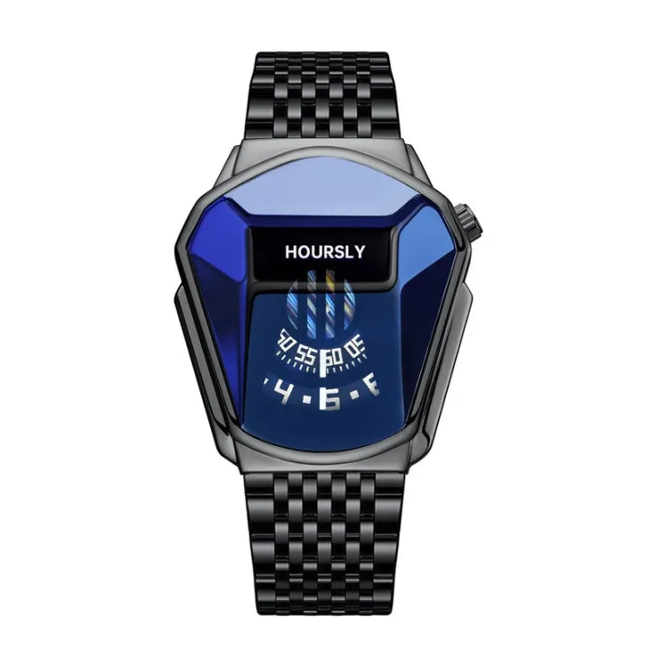Minimalist, Quartz Watch with Snake Head Design - Stainless Steel Mesh Band, Digital Display, Party-Ready for Men