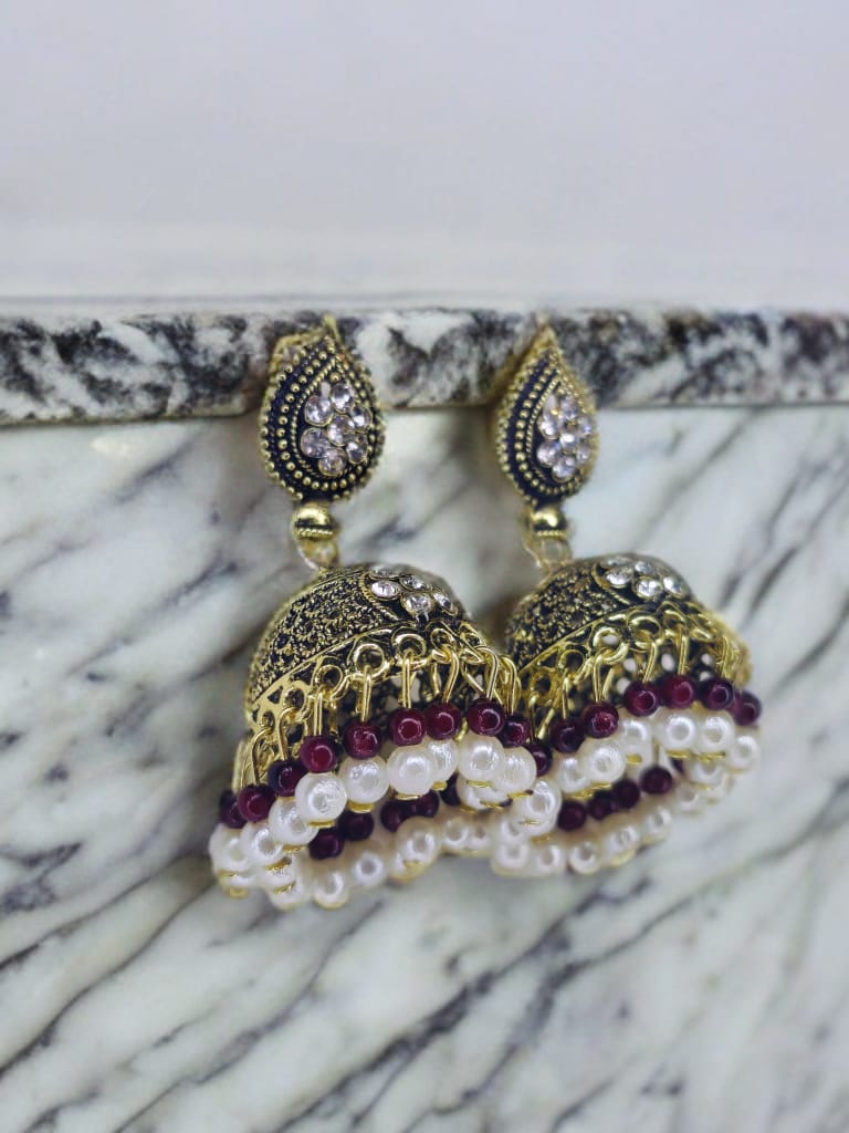 Premium Roundelle Diamond-Studded Jumka Earrings – Elegant Design for Every Occasion