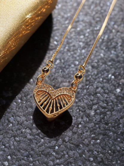 Elegant Golden Heart Necklace – A Stunning Symbol of Love and Luxury for Women & Girls