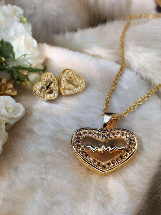 Golden Heart Killer Necklace & Earrings Set – Exquisite Design for the Bold Woman, Effortlessly Transform Any Outfit into Royalty with Dazzling Elegance and Fierce Charm!