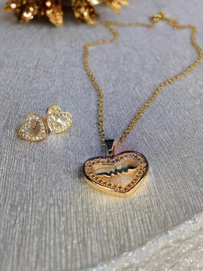 Golden Heart Killer Necklace & Earrings Set – Exquisite Design for the Bold Woman, Effortlessly Transform Any Outfit into Royalty with Dazzling Elegance and Fierce Charm!