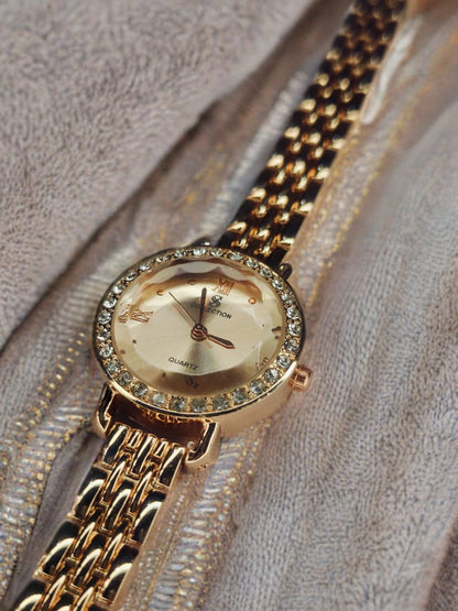 Queen’s Timepiece: Elegant Casual Quartz Watch with Classic Alloy Strap for Women & Girls