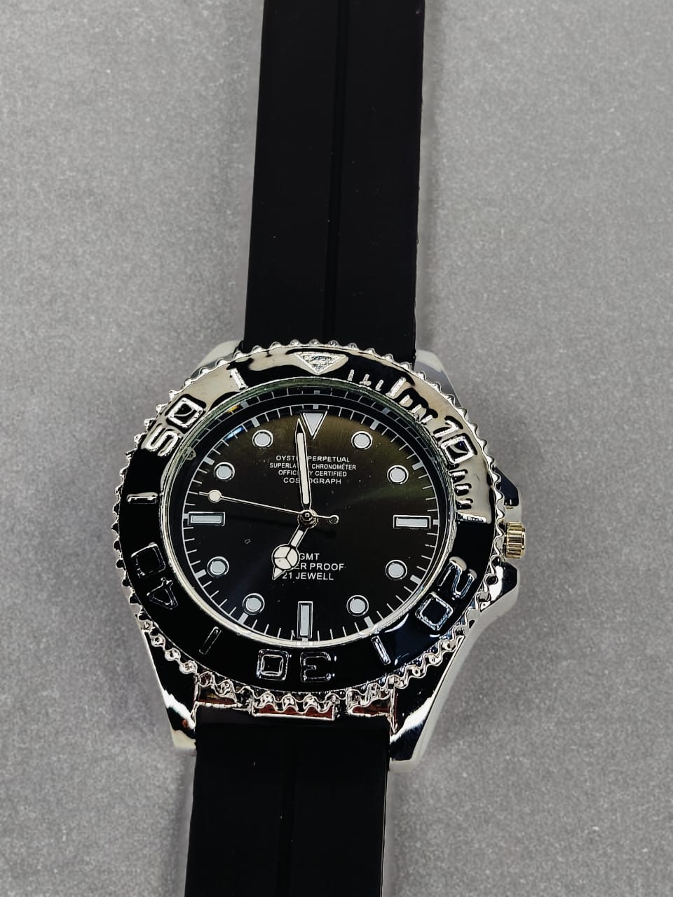 MasterLock Chrono Bold Black Dial Watch with Secure Key & Premium Rubber Strap