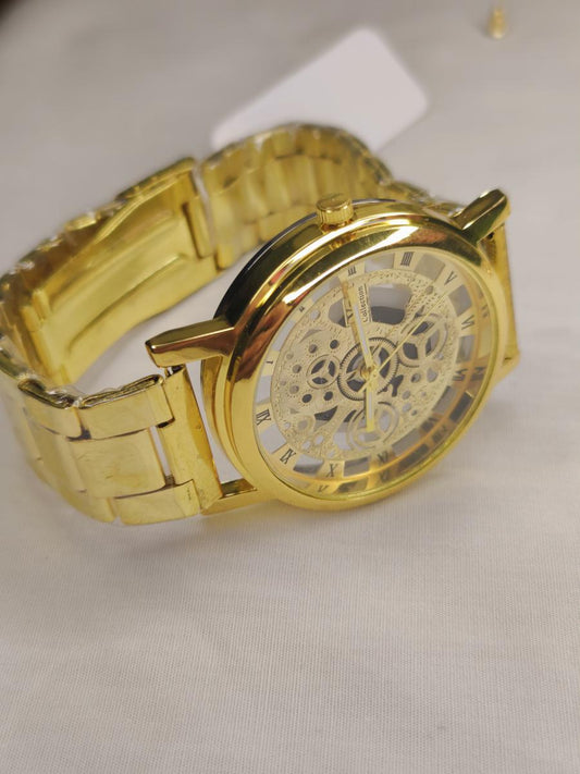 Radiate Confidence: The Ultimate Golden Men’s Watch with Stunning Transparent Display